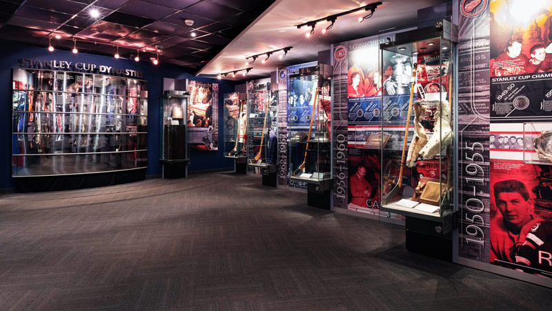 The Hockey Hall of Fame section of the NHL Store is photographed